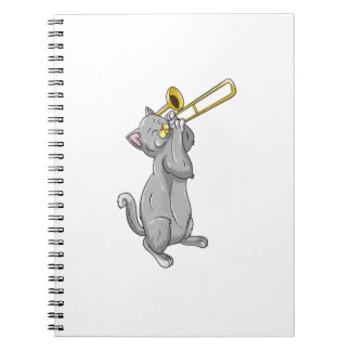 Funny Cat Playing Trombone Gift Cool Kitten Musici Notebook