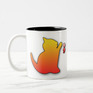 funny cat playing Two-Tone coffee mug