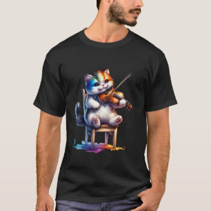 Funny Cat Playing Violin. Violin Design For Cats L T-Shirt