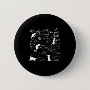 Funny Cat Playing With Math Formulas Kitten Cat An 2 Inch Round Button
