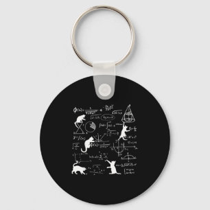 Funny Cat Playing With Math Formulas Kitten Cat An Keychain