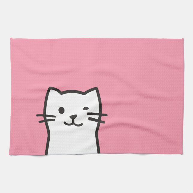 Funny cat portrait kitchen towel (Horizontal)