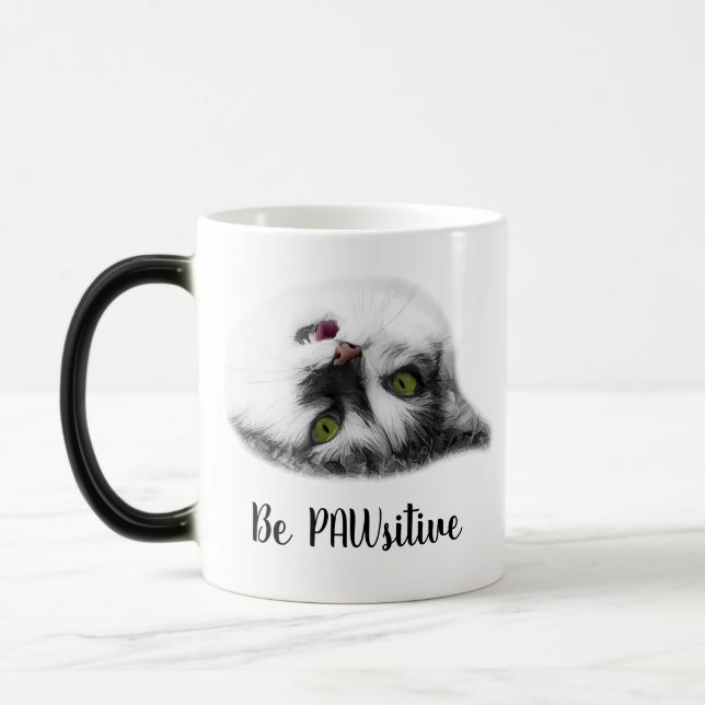 Funny Cat positive customizable Magic Mug (Left)