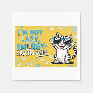 Funny Cat Poster, Cartoon cat wearing sunglasses  Napkin
