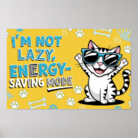 Funny Cat Poster, Cartoon cat wearing sunglasses 