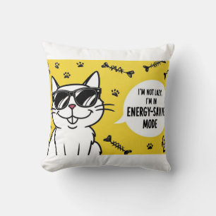 Funny Cat Poster, Cartoon cat wearing sunglasses Throw Pillow