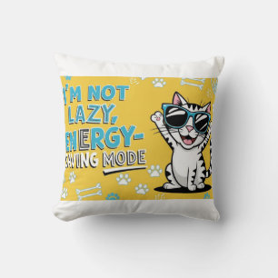 Funny Cat Poster, Cartoon cat wearing sunglasses  Throw Pillow