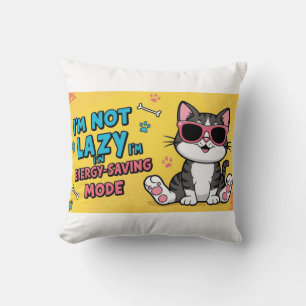 Funny Cat Poster Cartoon cat wearing sunglasses Throw Pillow