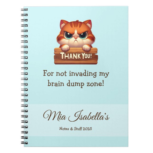 Funny Cat - Privacy Notebook Customizable (Front)