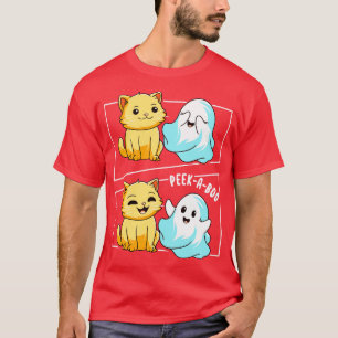 Funny Cat Pun Peek A Boo Men Kids Women Halloween T-Shirt