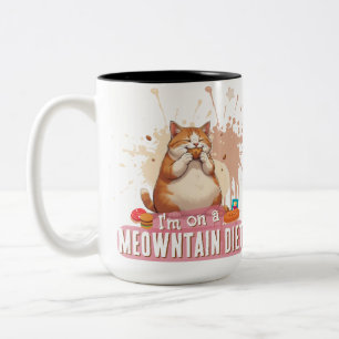 Funny Cat Pun Quote Cute Chubby Cat Food Humour Two-Tone Coffee Mug