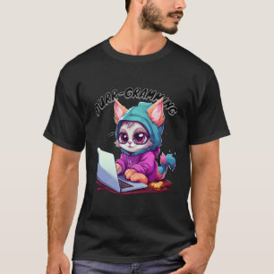 Funny Cat Pun Tech Savvy Kitten Programming Pun Ki T-Shirt