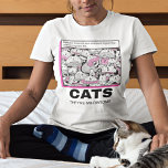 Funny Cat Quote Comic Book Style Illustration T-Shirt<br><div class="desc">Funny Cat Quote Comic Book Style Illustration. A fun design for cat lovers with the humourous words,  In Ancient Times cats Were Worshipped as Gods,  They Have not Forgotten This and a pattern of cats within a pink border and Cats They're Meowsome beneath.</div>