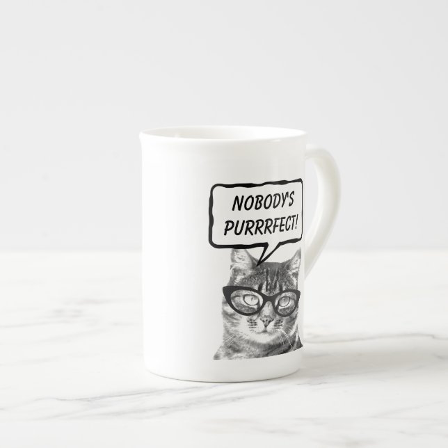Funny cat quote pun bone china specialty mugs (Front Right)