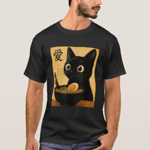 Funny Cat Ramen Graphic Japanese Kawaii Anime Cat T-Shirt