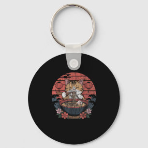 Funny Cat Ramen Graphic Tee Japanese Kawaii Anime Keychain