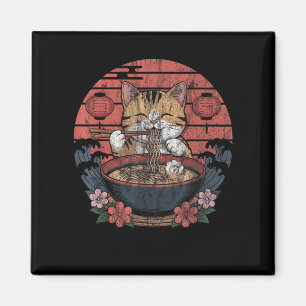 Funny Cat Ramen Graphic Tee Japanese Kawaii Anime  Magnet