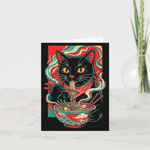 Funny Cat Ramen Japanese Graphic Kawaii Retro Card