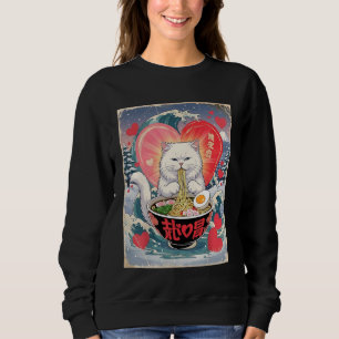 Funny Cat Ramen Noodles Valentine Anime Manga Japa Sweatshirt