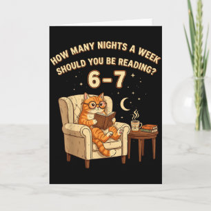 Funny Cat Reading 6-7 Meme Englieacher Book Lover  Card