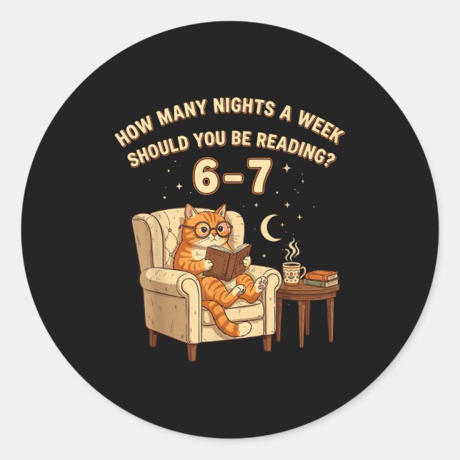 Funny Cat Reading 6-7 Meme Englieacher Book Lover  Classic Round Sticker (Front)