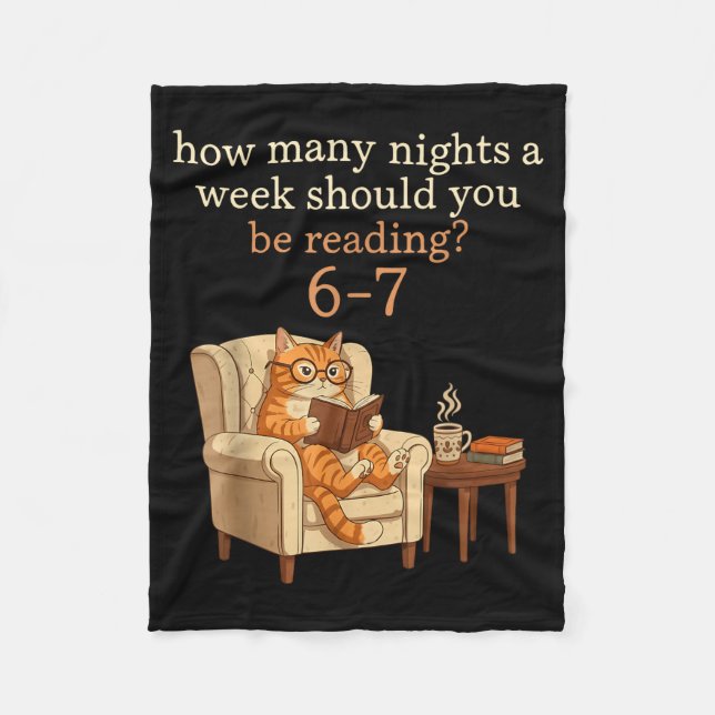 Funny Cat Reading 6-7 Meme Englieacher Book Lover  Fleece Blanket (Front)