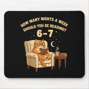 Funny Cat Reading 6-7 Meme Englieacher Book Lover  Mouse Pad