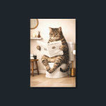 Funny Cat Reading Newspaper Bathroom Humor Canvas Print<br><div class="desc">Bring a touch of humor and personality to your bathroom décor with this charming canvas print featuring a relaxed cat enjoying a quiet moment while reading the morning newspaper. The artwork captures a playful and expressive feline seated comfortably in a minimalist bathroom setting, blending lighthearted comedy with modern interior style....</div>