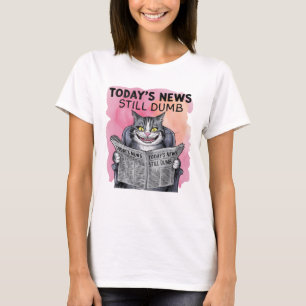 Funny Cat Reading Newspaper  T-Shirt
