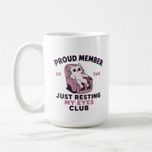 Funny Cat Resting Eyes Massage Chair Coffee Mug