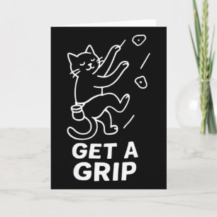 Funny Cat Rock Climbing Get A Grip  Card