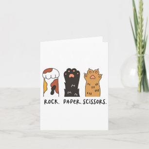 Funny Cat Rock Paper Scissors Cute Cat Paws Kids T Card