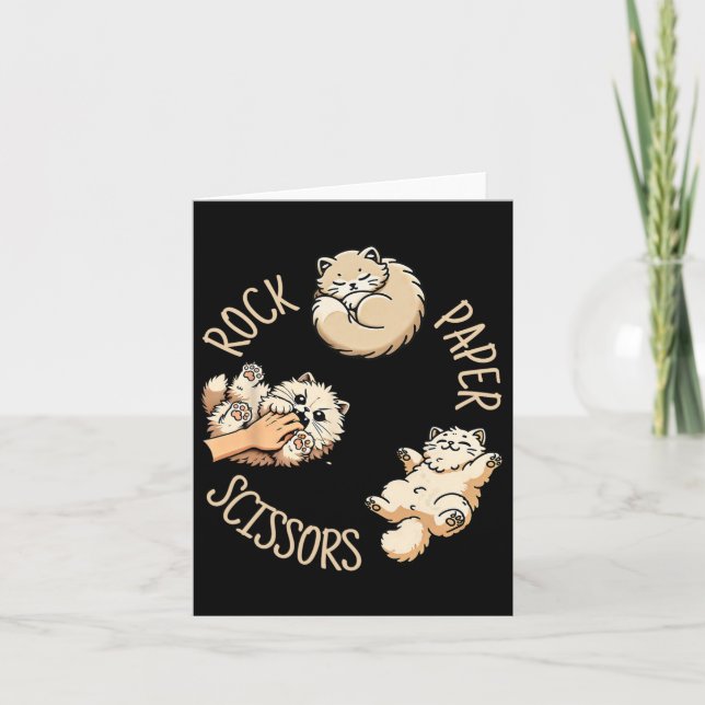 Funny Cat Rock Paper Scissors Game Cute Cat Women  Card (Front)