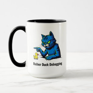 Funny Cat Rubber Duck Debugging Illustration Mug