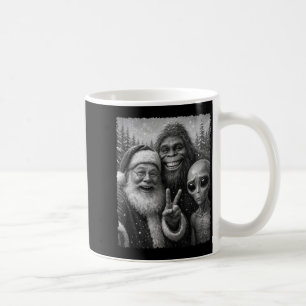 Funny Cat Santa Bigfoot Alien Christmas Selfie Tee Coffee Mug