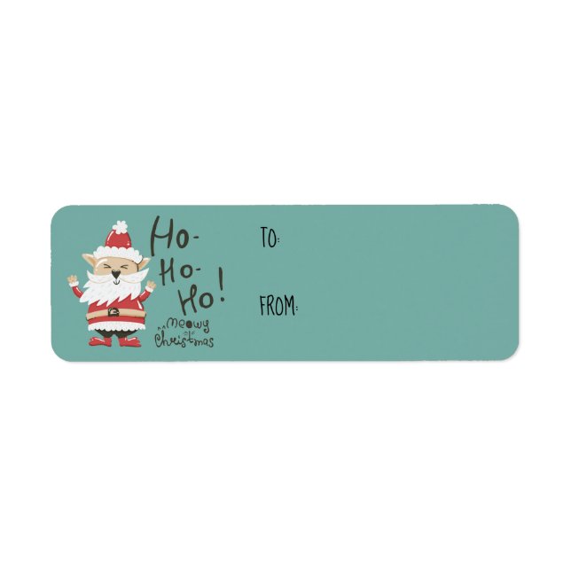 Funny Cat Santa Christmas Gift Stickers (Front)