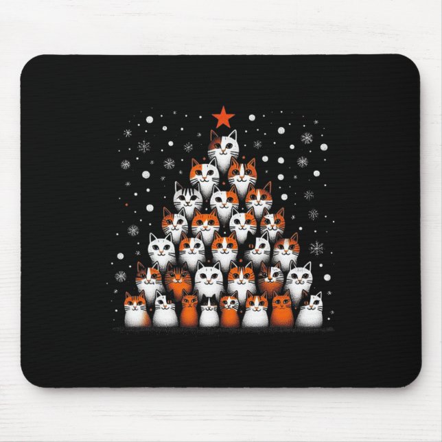 Funny Cat Santa Christmas Tree Cats Xmas Tree Men  Mouse Pad (Front)