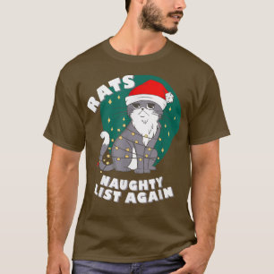 Funny Cat Santa Tangled Up In Christmas Naughty Li T-Shirt
