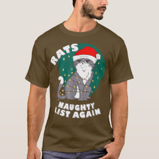 Funny Cat Santa Tangled Up In Christmas Naughty Li T-Shirt