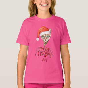 Funny Cat Santa Winter Merry Christmas T-Shirt