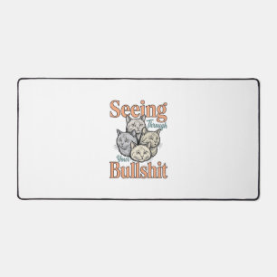 Funny Cat Seeing Through Your Vintage Des Desk Mat