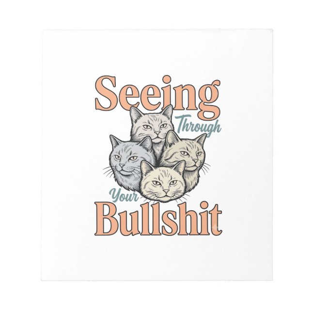 Funny Cat Seeing Through Your Vintage Des Notepad (Front)