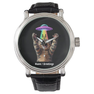 Funny Cat Selfie Alien UFO Hilarious Customizable Watch
