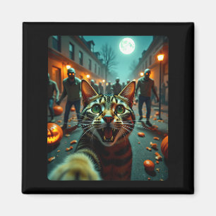 Funny Cat Selfie Halloween Zombies Humor  Magnet