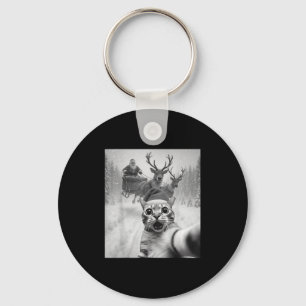 Funny Cat Selfie Santa Merry Christmas Xmas Pajama Keychain