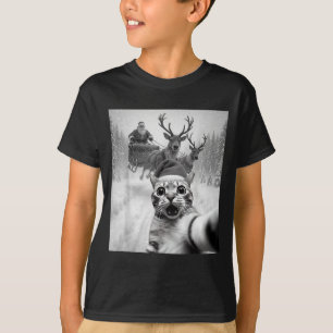 Funny Cat Selfie Santa Merry Christmas Xmas Pajama T-Shirt