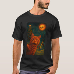 Funny Cat Selfie Santa Snowman Starry Night Cozy C T-Shirt