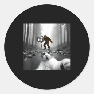 Funny Cat Selfie With Bigfoot 67 Six Seven Meme Me Classic Round Sticker