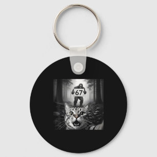 Funny Cat Selfie With Bigfoot 67 Six Seven Meme Me Keychain