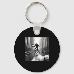 Funny Cat Selfie With Bigfoot 67 Six Seven Meme Me Keychain